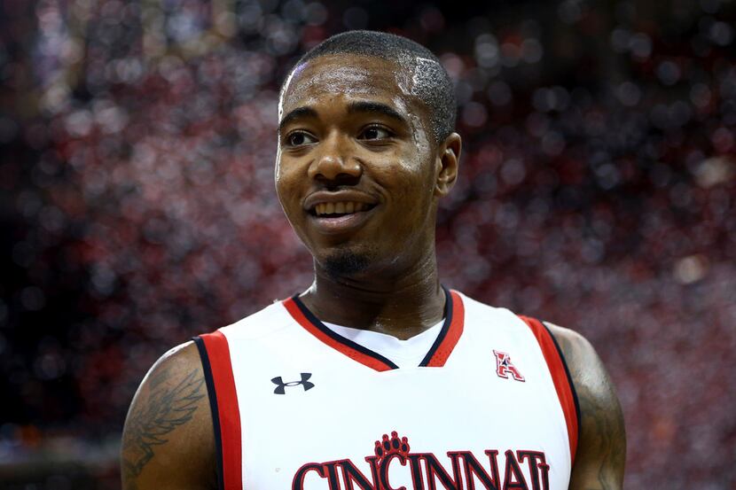 Cincinnati Gary Clark reacts after an NCAA college basketball game against Tulsa, Sunday,...