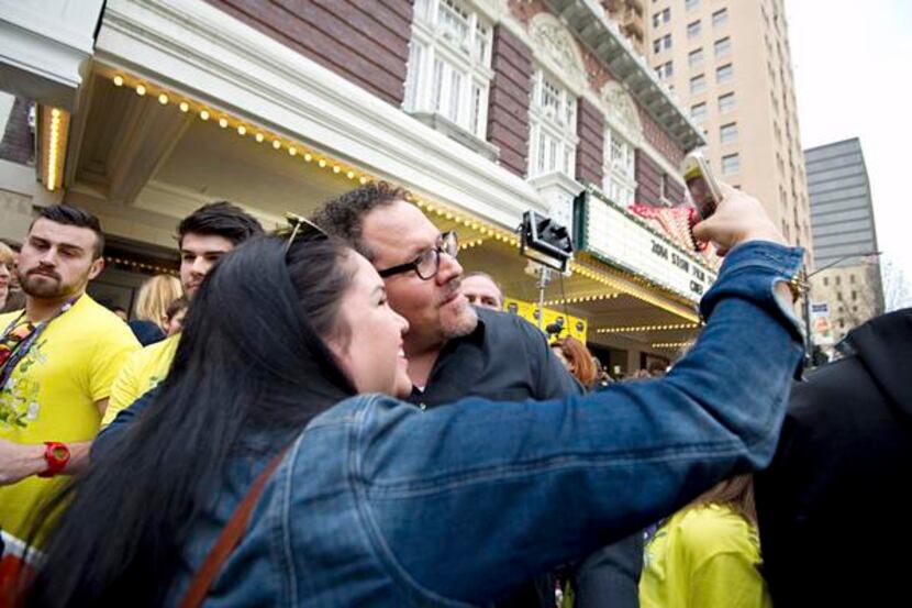 
Tiffany Tangle of Austin got a photo with director Jon Favreau before the premiere of...