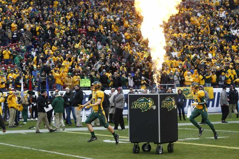 North Dakota State Bison takes the field against the Jacksonville State Gamecocks before the...
