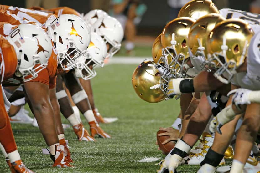 The Longhorns line up against the Irish during the Notre Dame Fighting Irish vs. the...