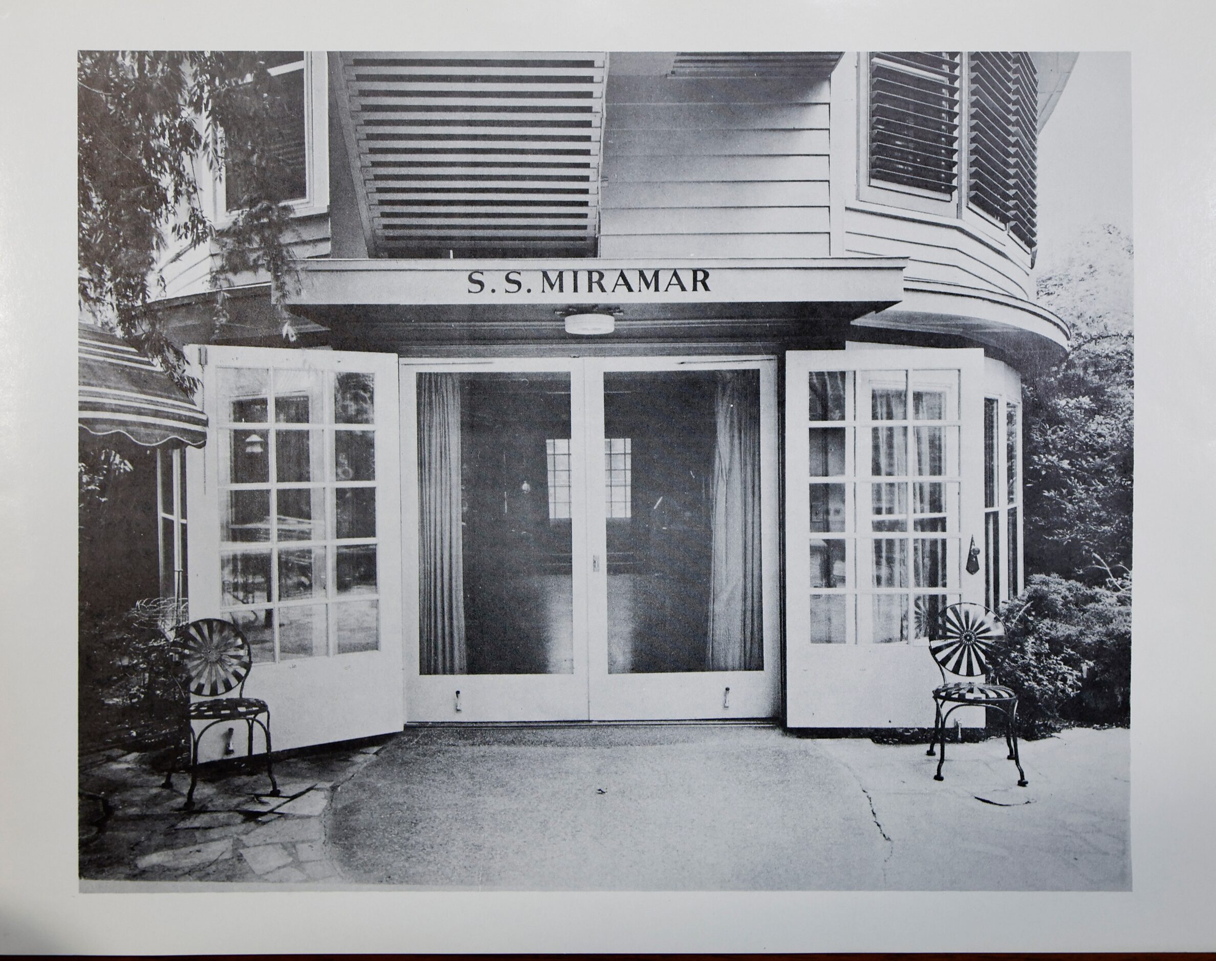 The entrace of an event hall behind a Highland Park home in the 1960s called the S.S....