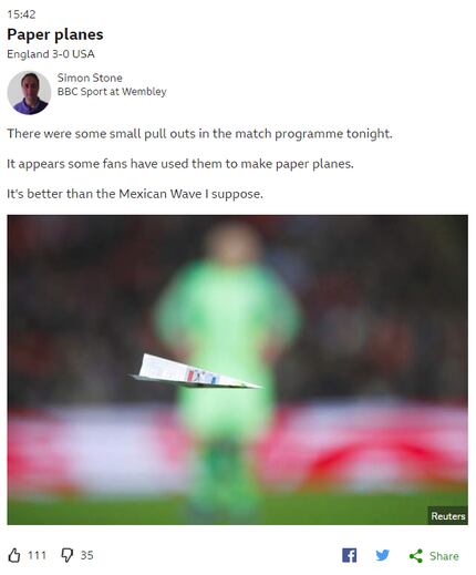Part of the England v USA soccer live coverage from bbc.co.uk