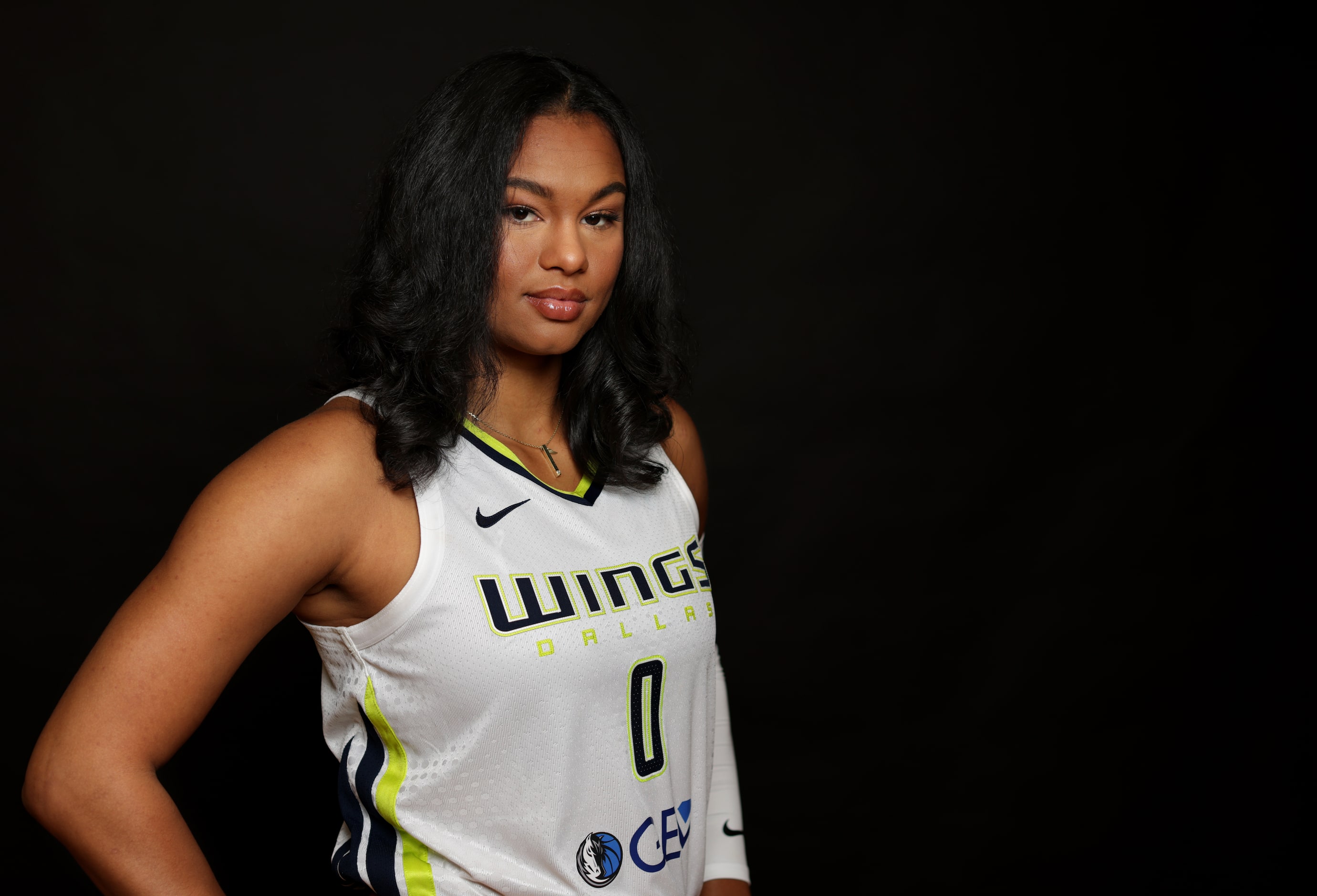 #0 Satou Sabally with The Dallas Wings poses for a photograph at College Park Center in...