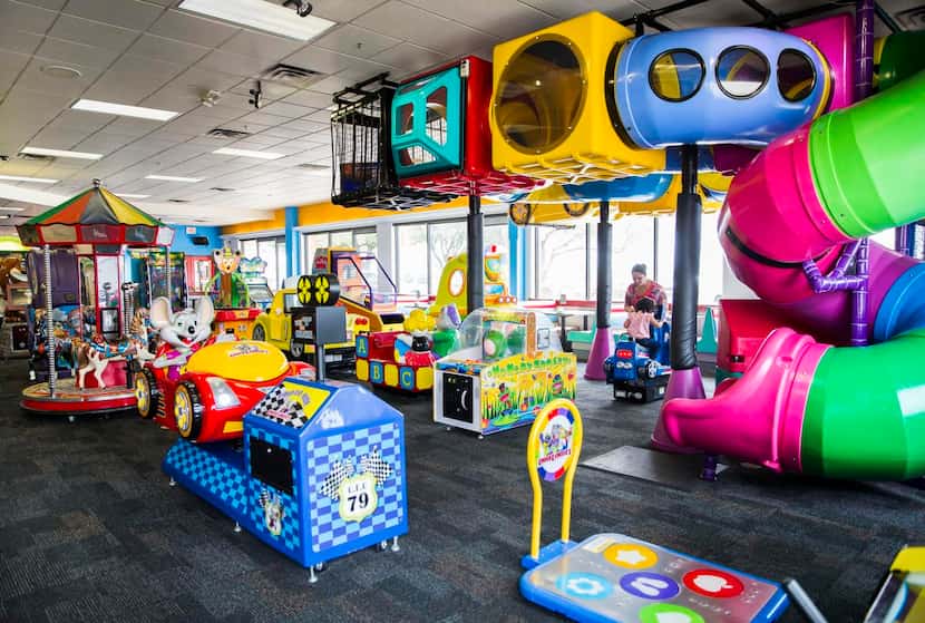
A play area and arcade games are ready for children to play at Chuck E Cheese on Wednesday,...