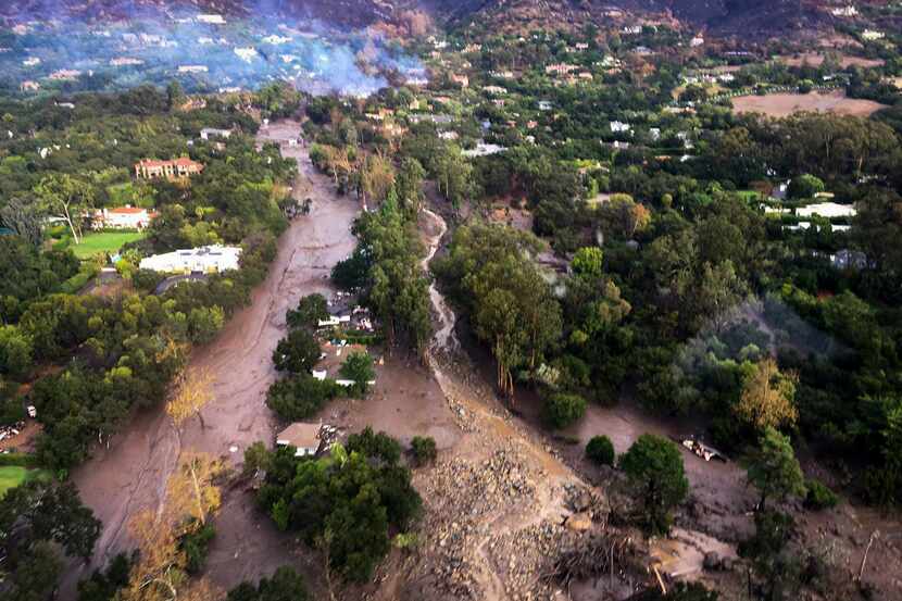 This photo provided by Ventura County Sheriff's Office shows an arial view of Montecito,...