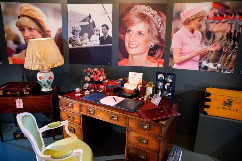 The desk at which Britain's Diana, Princess of Wales, worked at whilst in residence at...