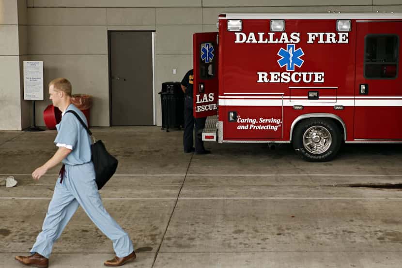  An ambulance drops off a patient at Baylor University Medical Center in Dallas. (DMN file...