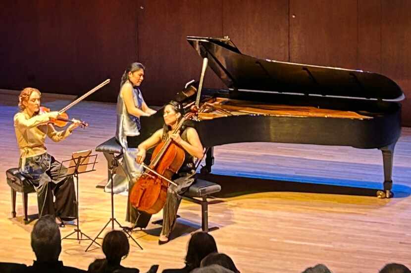 The Merz Trio — violinist Brigid Coleridge, cellist Julia Yang and pianist Amy Yang —...