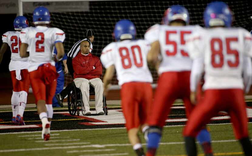 Parish Episcopal assistant coach watches his team warm up to play Fort Worth Christian at...
