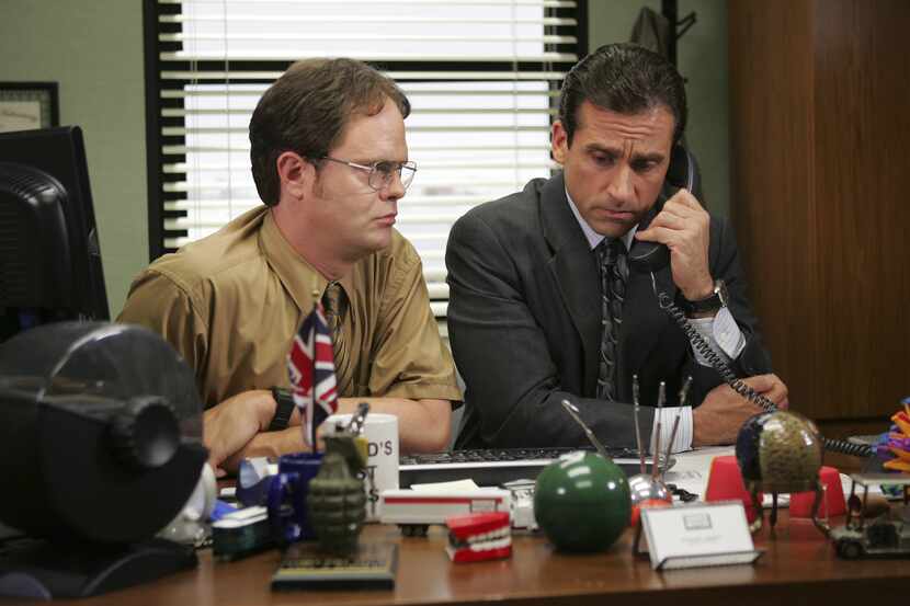 Rainn Wilson (left) and Steve Carell starred in the hit NBC TV show "The Office."