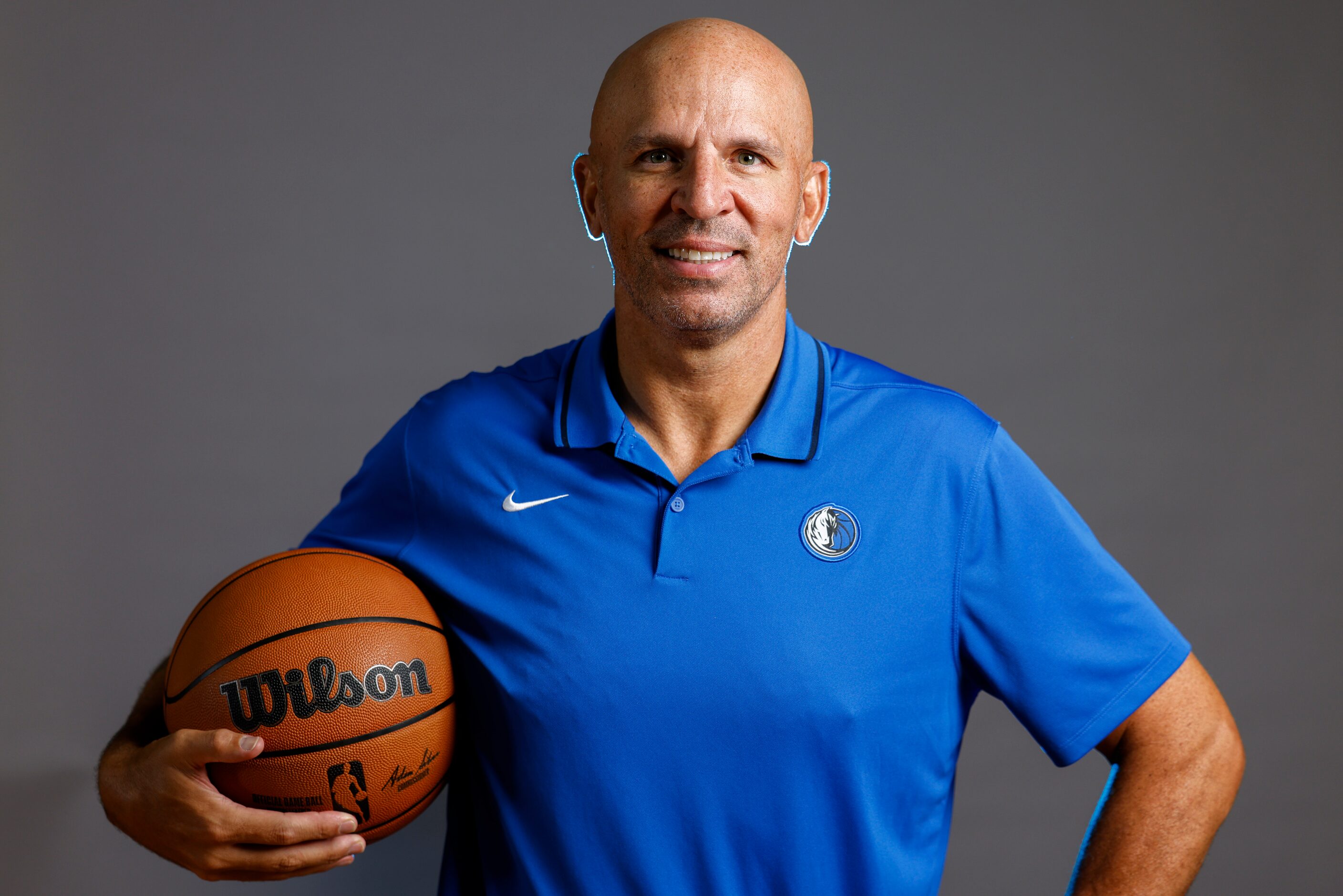 Dallas Mavericks head coach Jason Kidd poses for a photo during the media day on Friday,...