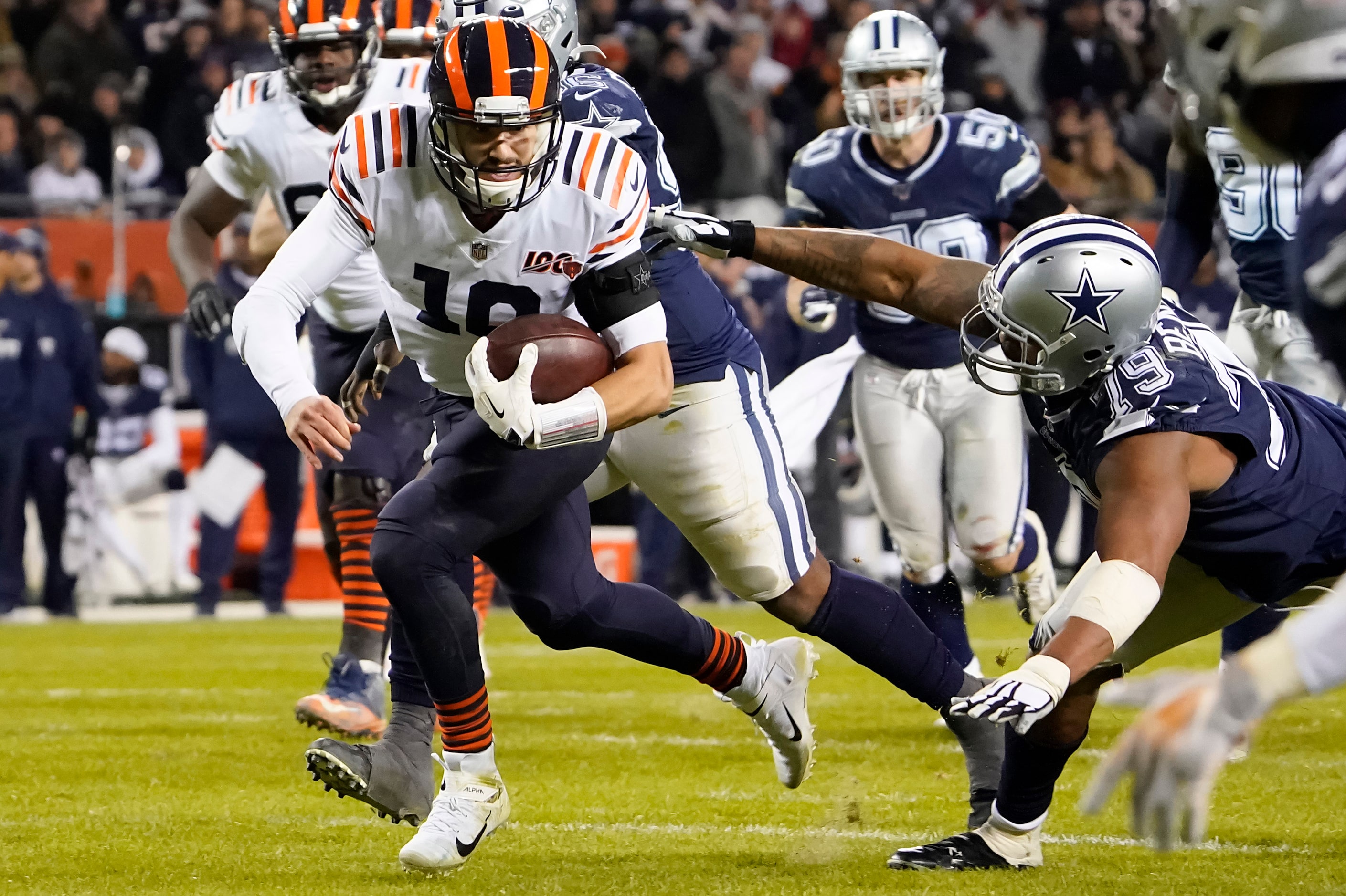 during the second half of an NFL football game at Soldier Field on Thursday, Dec. 5, 2019,...