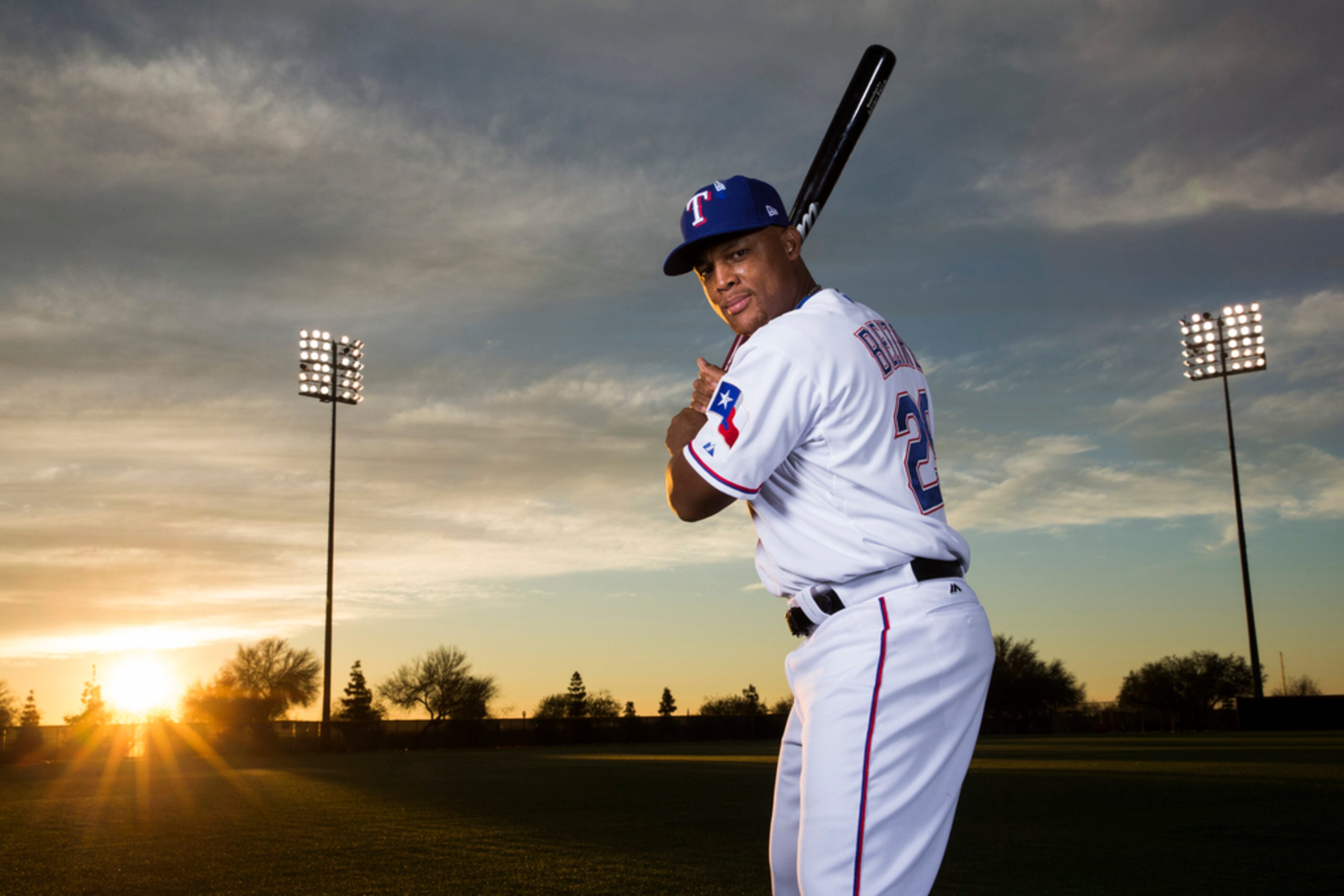 Texas Rangers third baseman Adrian Beltre (29) poses for a portrait on photo day during...