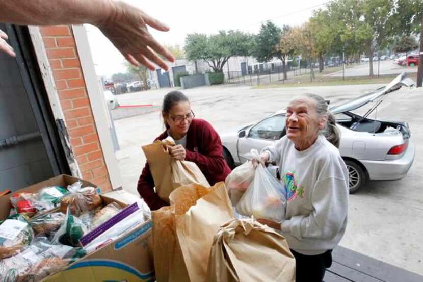 Two women are shown receiving assistance from the Richardson-based Network of Community...