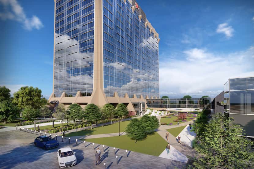 The 18-story tower on Stemmons Freeway is getting a complete redo.