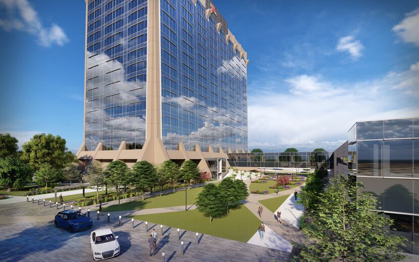 The 18-story tower on Stemmons Freeway is getting a complete redo.