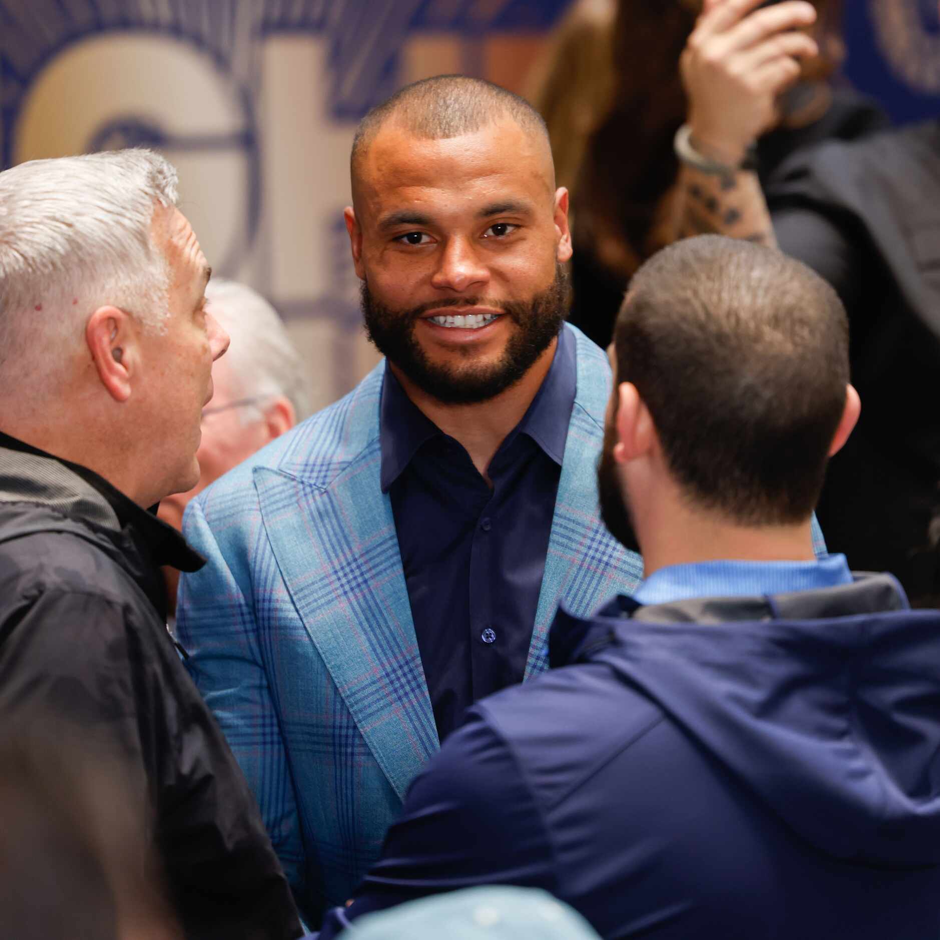Dallas Cowboys Dak Prescott before a press conference after the event to introduce models...