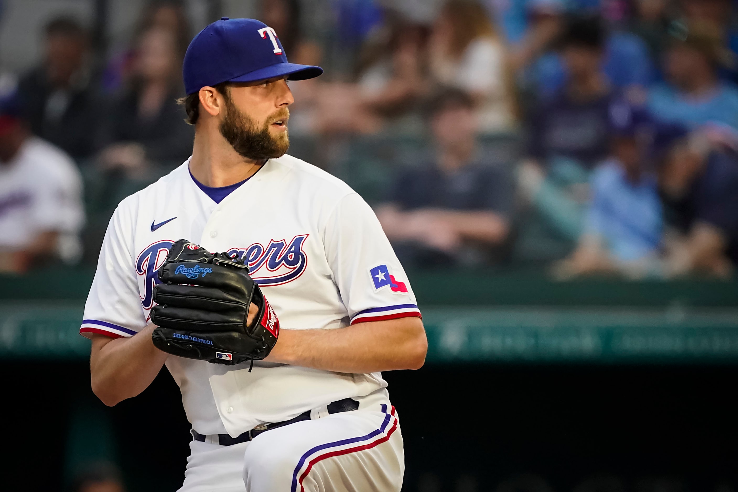 Texas Rangers pitcher Jordan Lyles delivers during the third inning against the San Diego...