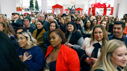 A crowd gathers to hear Martha Stewart speak at the unveiling of the at the Baccarat...