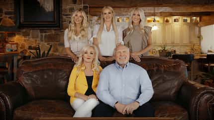 Terry Bradshaw and wife Tammy (front row) with their three daughters. They star in the...