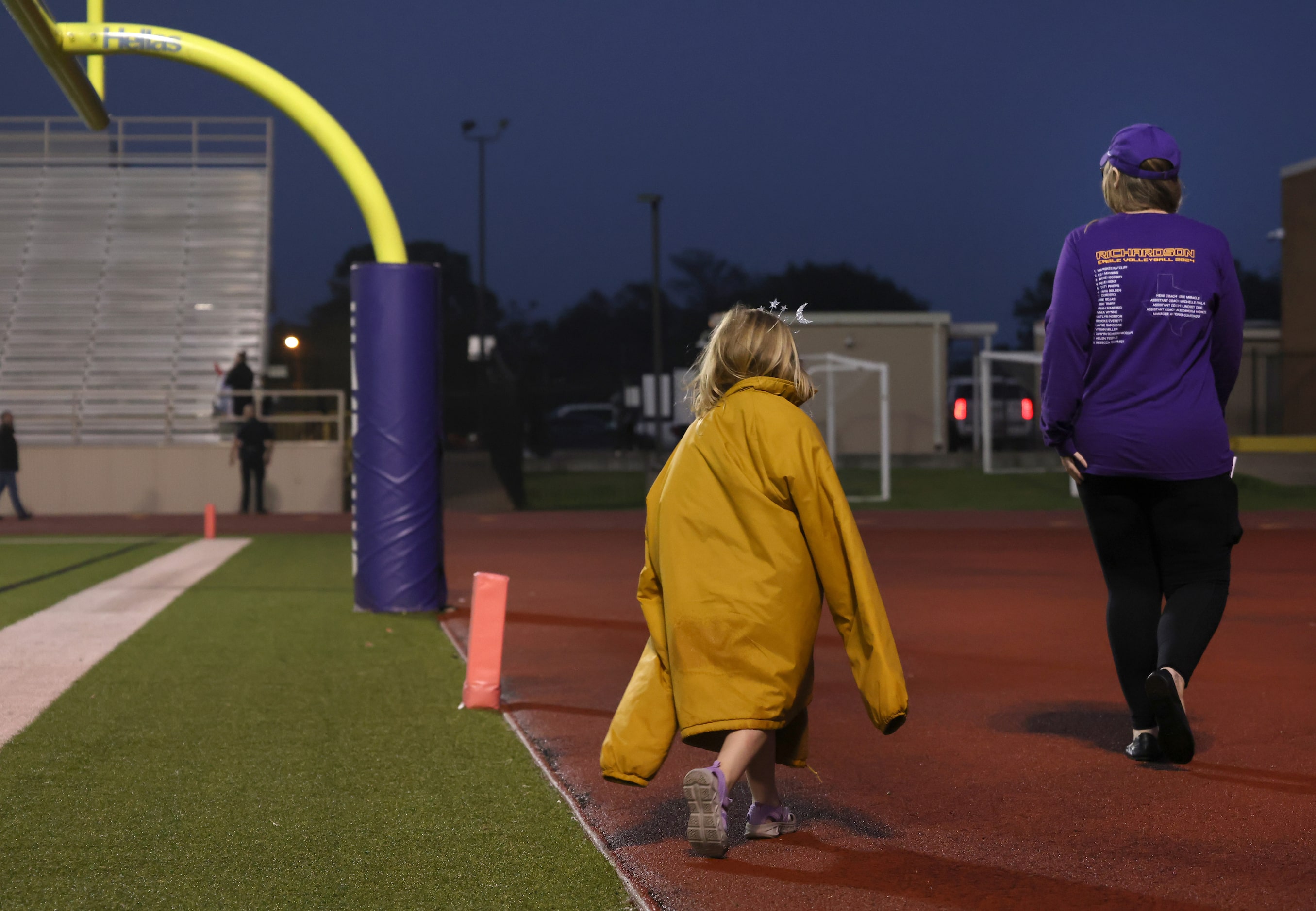 A couple of Richardson fans leave the field when game action of the Richardson versus Irving...