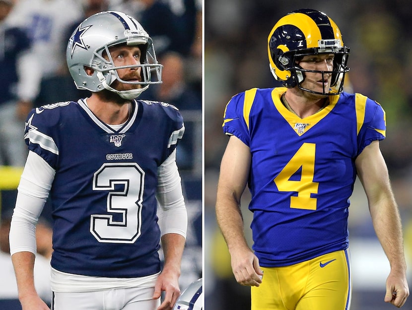 Dallas Cowboys kickers Kai Forbath (left) and Greg Zuerlein (right).