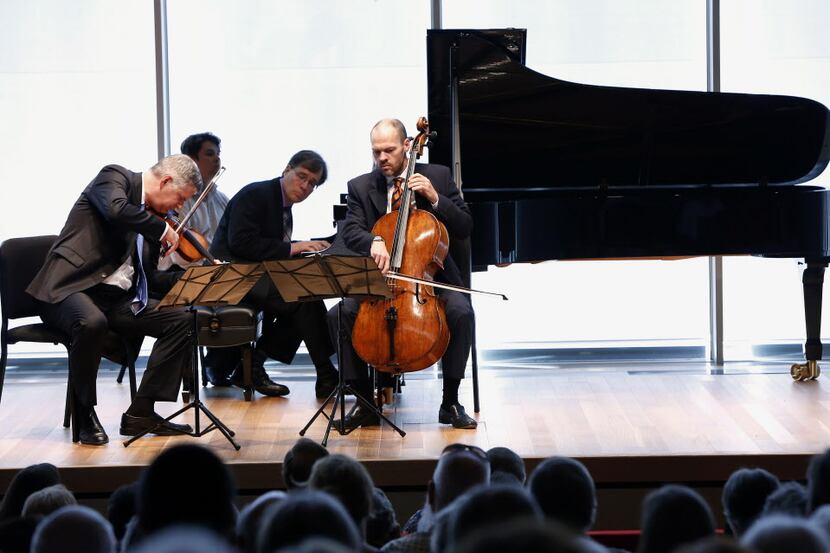 Violinist Stephen Rose, pianist John Novacek and cellist Brant Taylor performed a spirited...