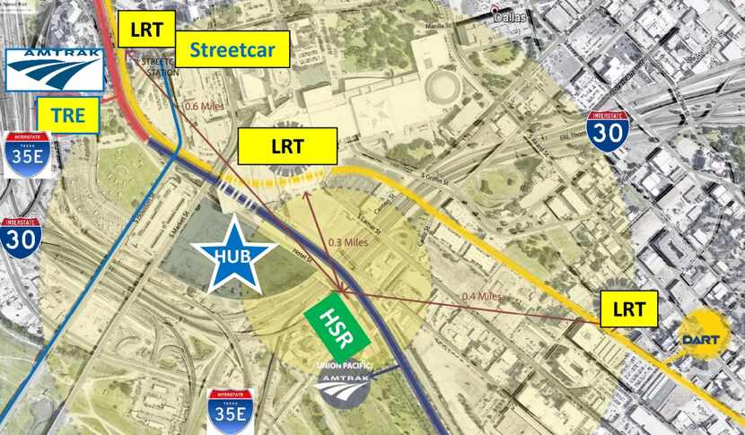 The likely location of the transit hub, as presented in Monday's council briefing.