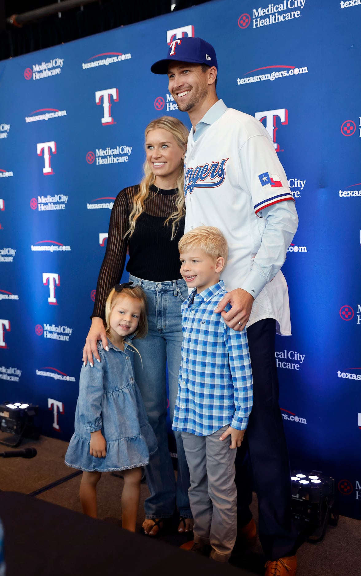 Jacob deGrom of the Texas Rangers poses for a photo during the