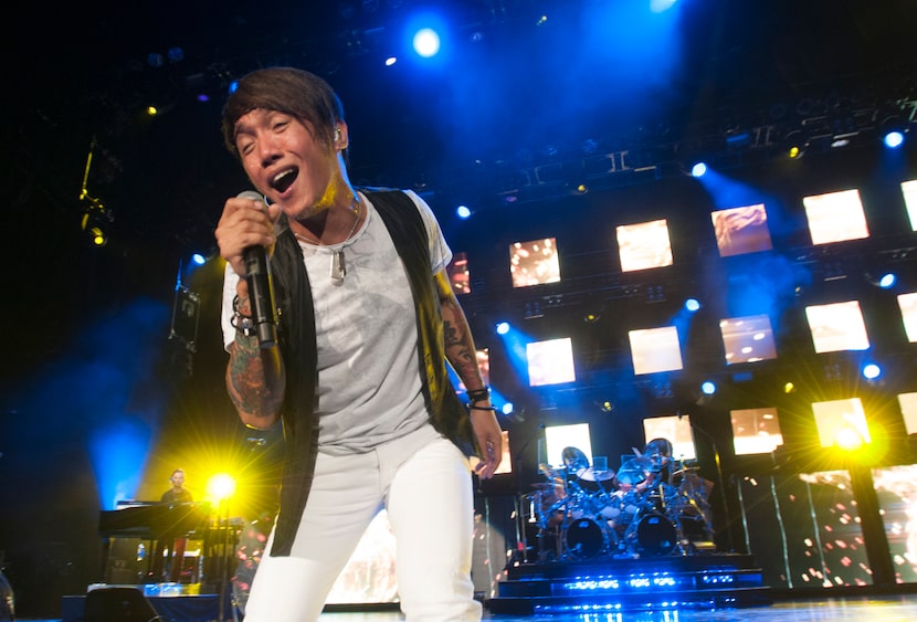 Arnel Pineda, the lead singer of Journey performs at the Gexa Energy Pavilion on Saturday,...