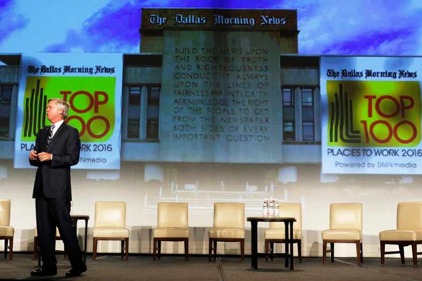 Jim Moroney, Publisher and CEO of the Dallas Morning News speaks during the Top 100 Place to...