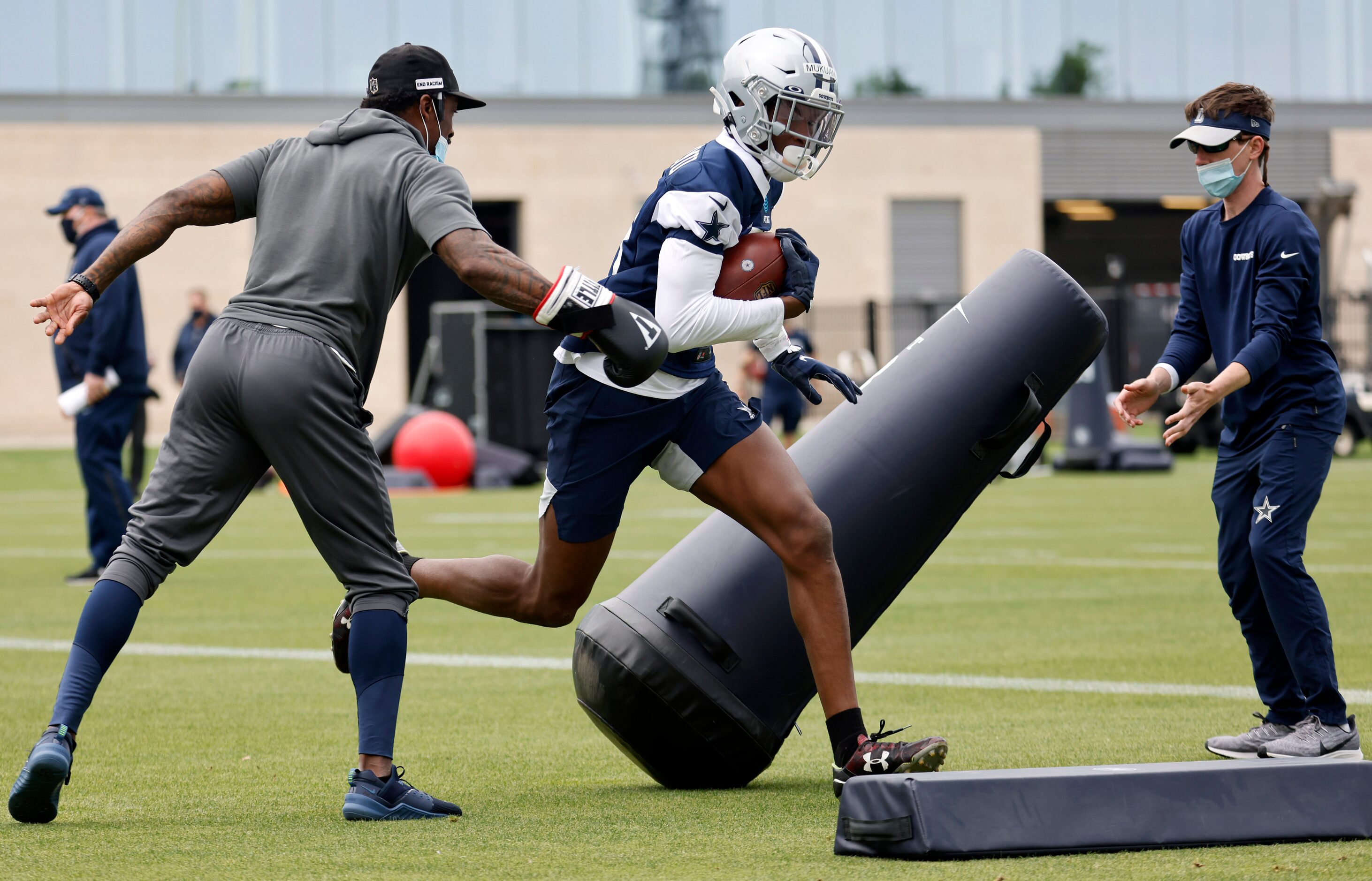 Dallas Cowboys rookie cornerback  Israel Mukuamu (38) runs through drills at rookie minicamp...