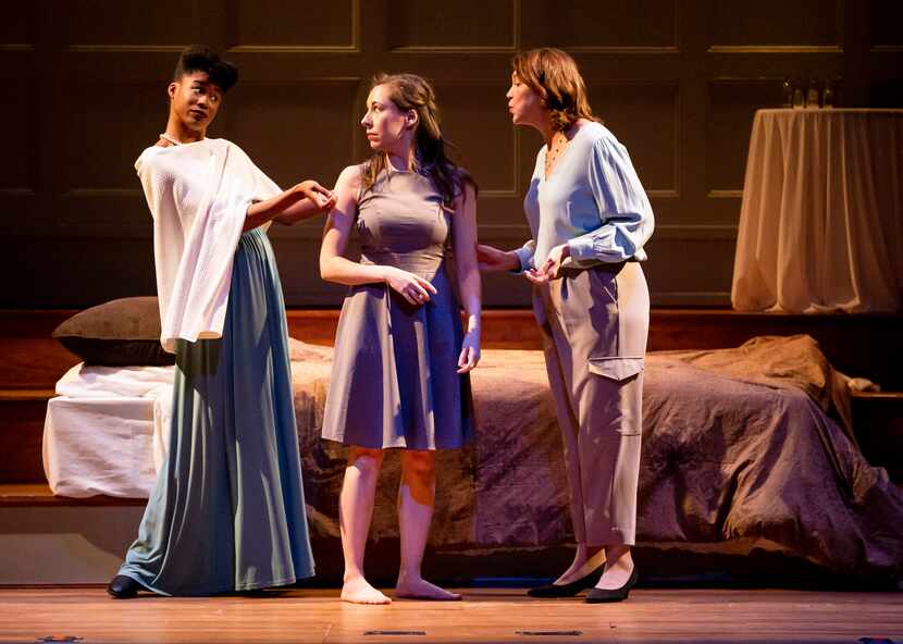 Jaquai Wade Pearson (from left), Emily Ernst and and Joan Korte perform during a dress...