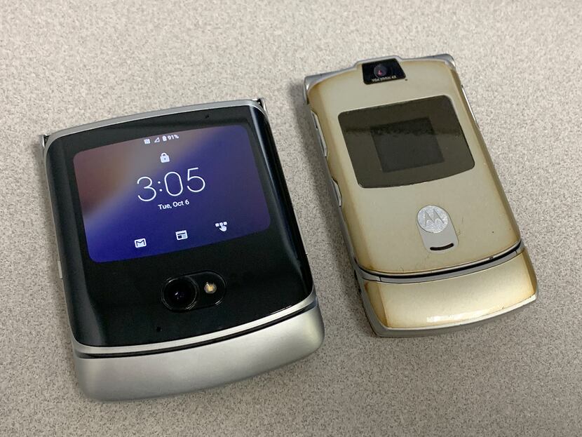 The 2020 Motorola Razr 5G next to my original Razr.