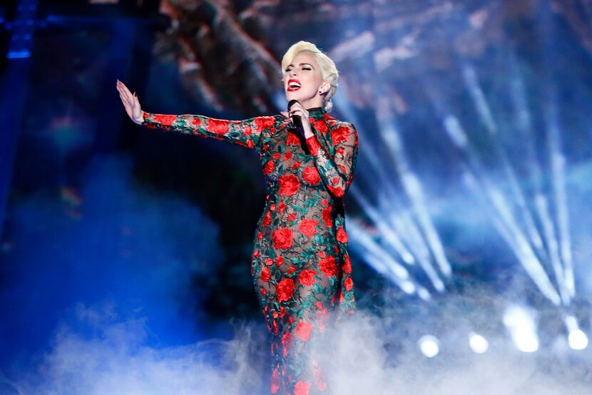 Lady Gaga performs during the Victoria's Secret Fashion Show inside the Grand Palais, in...