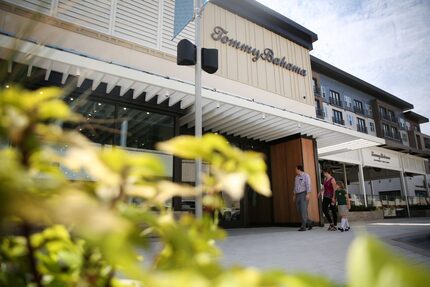 Exterior of the Tommy Bahama restaurant and store location at Legacy West in Plano.