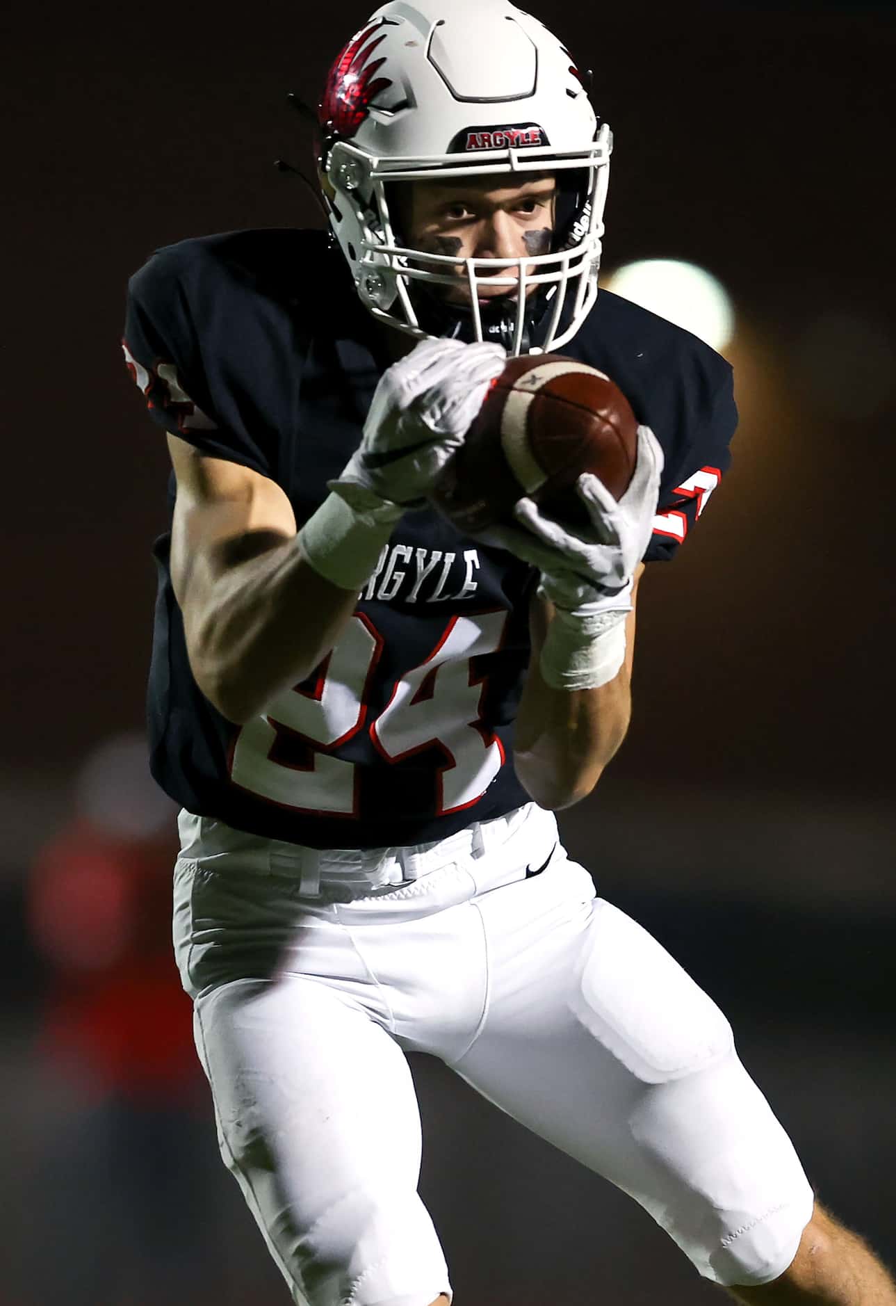Argyle wide receiver Riley Page comes up with a 42 yard touchdown reception against Terrell...