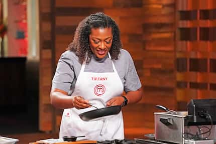In part of the 'MasterChef' episode airing July 20, 2022, Dallas chef Tiffany Derry models...