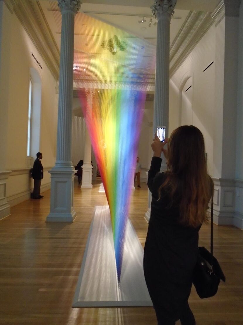 Gabriel Dawe’s   Plexus A1  evokes a rainbow embroidered out of thin air.