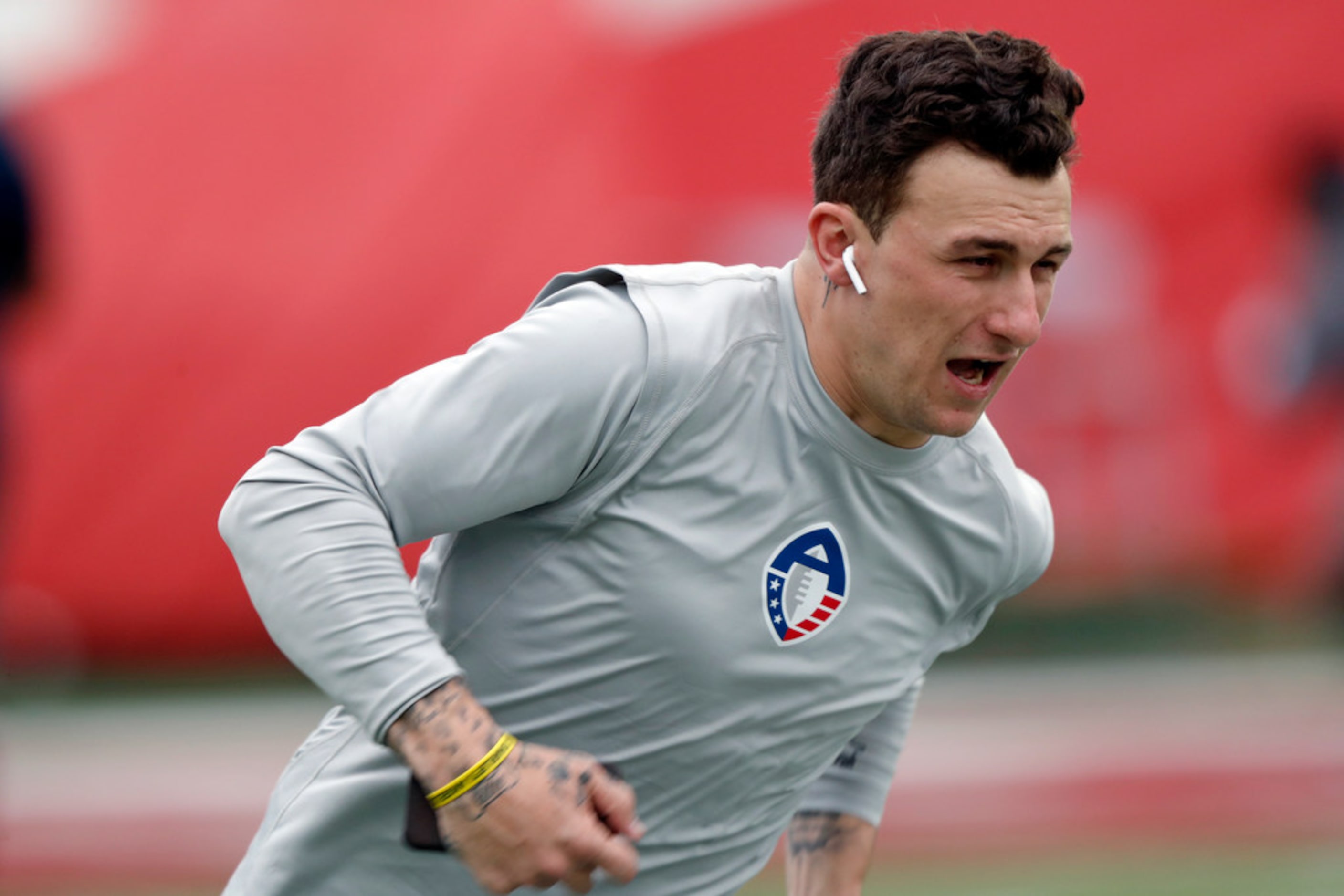 Memphis Express quarterback Johnny Manziel is seen before an AAF football game against the...