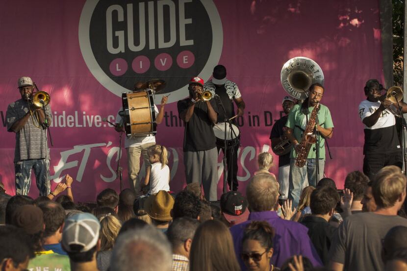 The Rebirth Brass Band performs  in the parking lot behind the Granada  (Robert W....