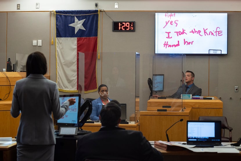 Cedar Hill Police Detective Adren Allen testifies during the murder trial of Curtis Bullock...