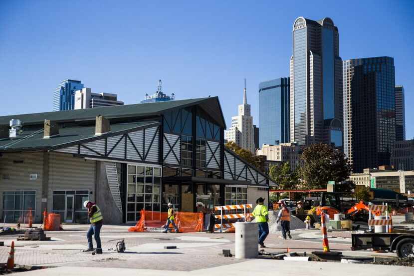 
Construction outside The Market, formerly known as Shed 2 at the Dallas Farmers Market in...
