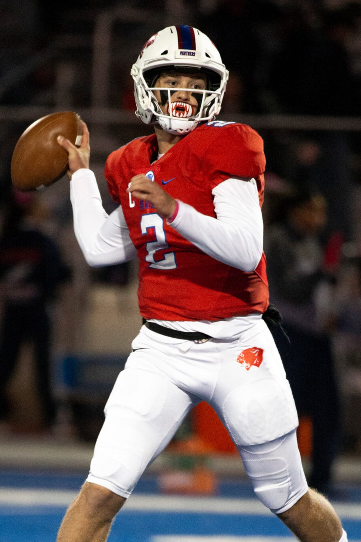 Parish Episcopal quarterback Preston Stone (2) makes a pass during the football game between...