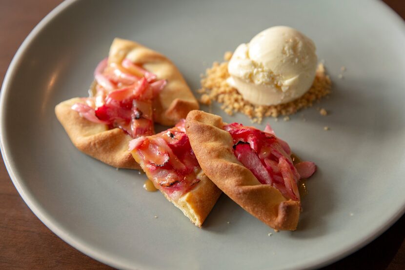 Rhubarb galette with vanilla creme fraiche ice cream