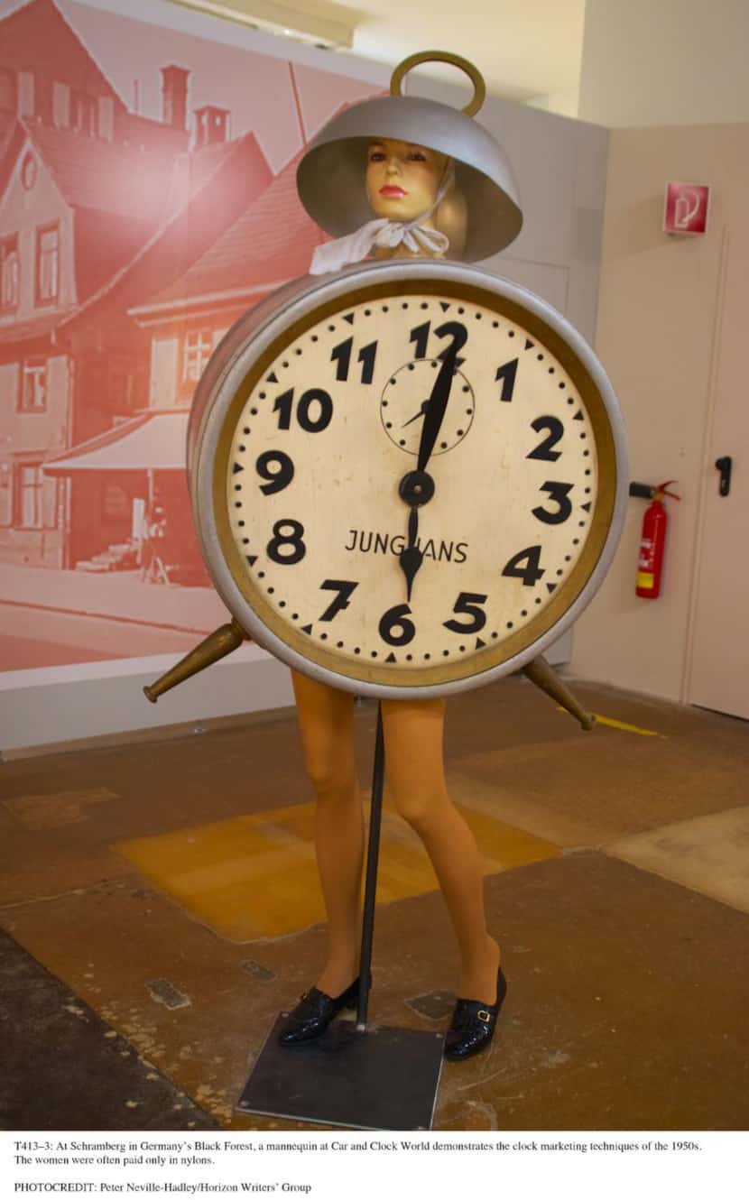 
At Schramberg’s Car and Clock World in Germany’s Black Forest, a mannequin demonstrates the...