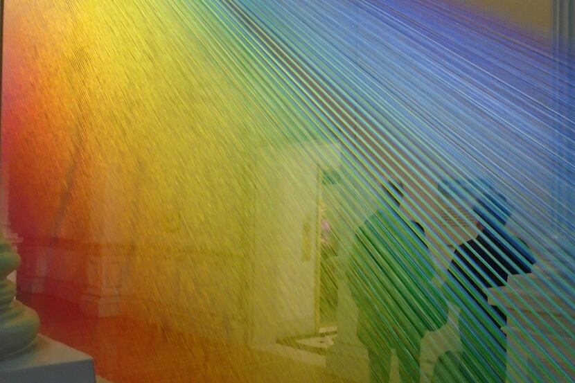 Gabriel Dawe's hand-crafted "Plexus A1" appears like a rainbow embroidered out of thin air...