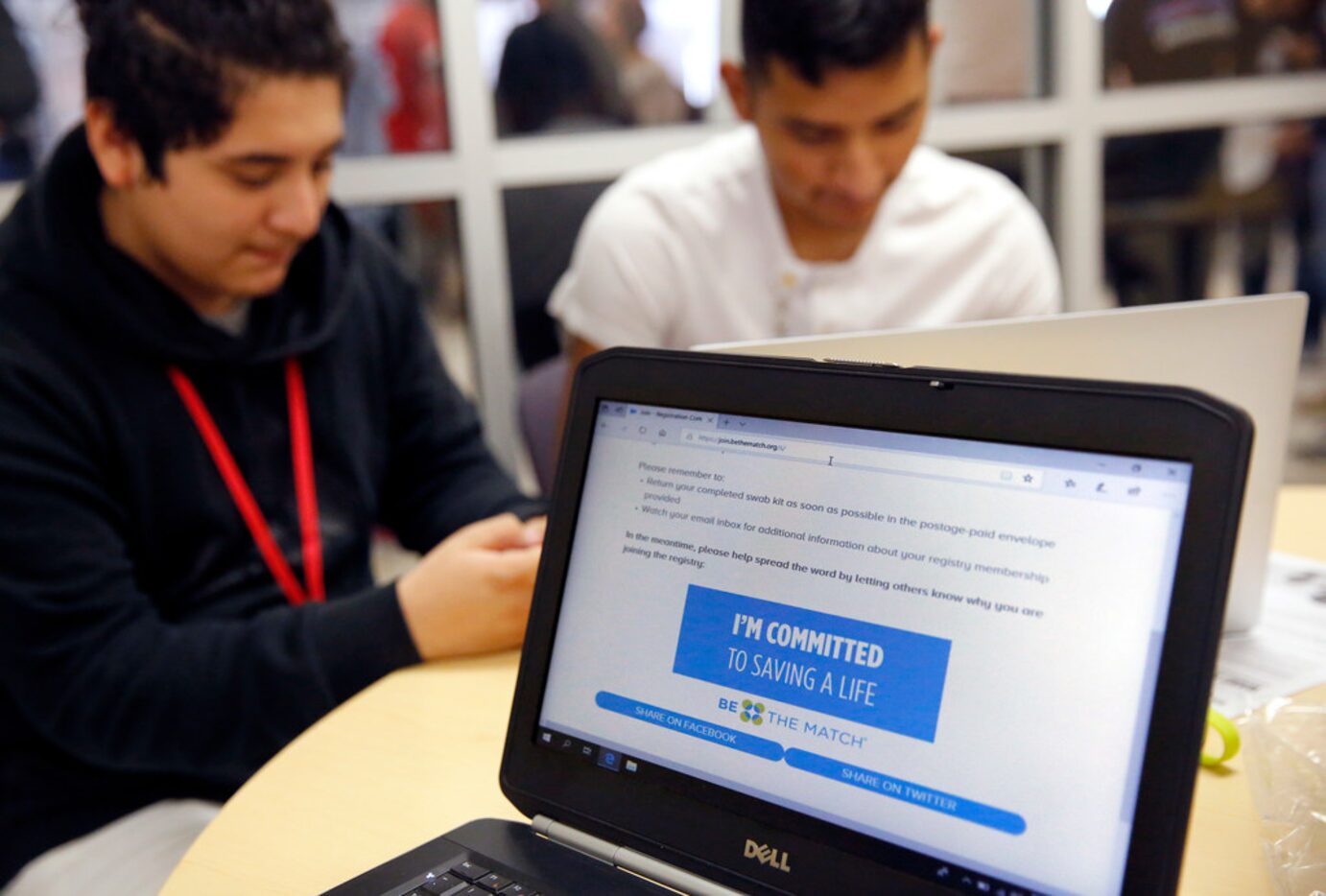 Classmates of Duncanville High School freshman David Mojica sign up to be bone marrow donors...