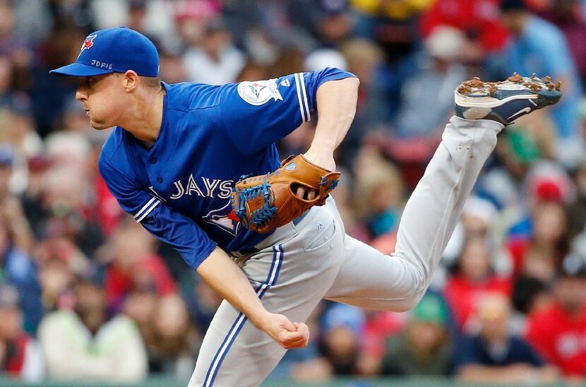 Toronto Blue Jays' Aaron Sanchez pitches during the second inning of a baseball game against...