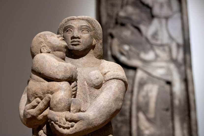 Pieces in the "Mexican Modern Sculpture" exhibit, including Maternidad (Maternity) by José...